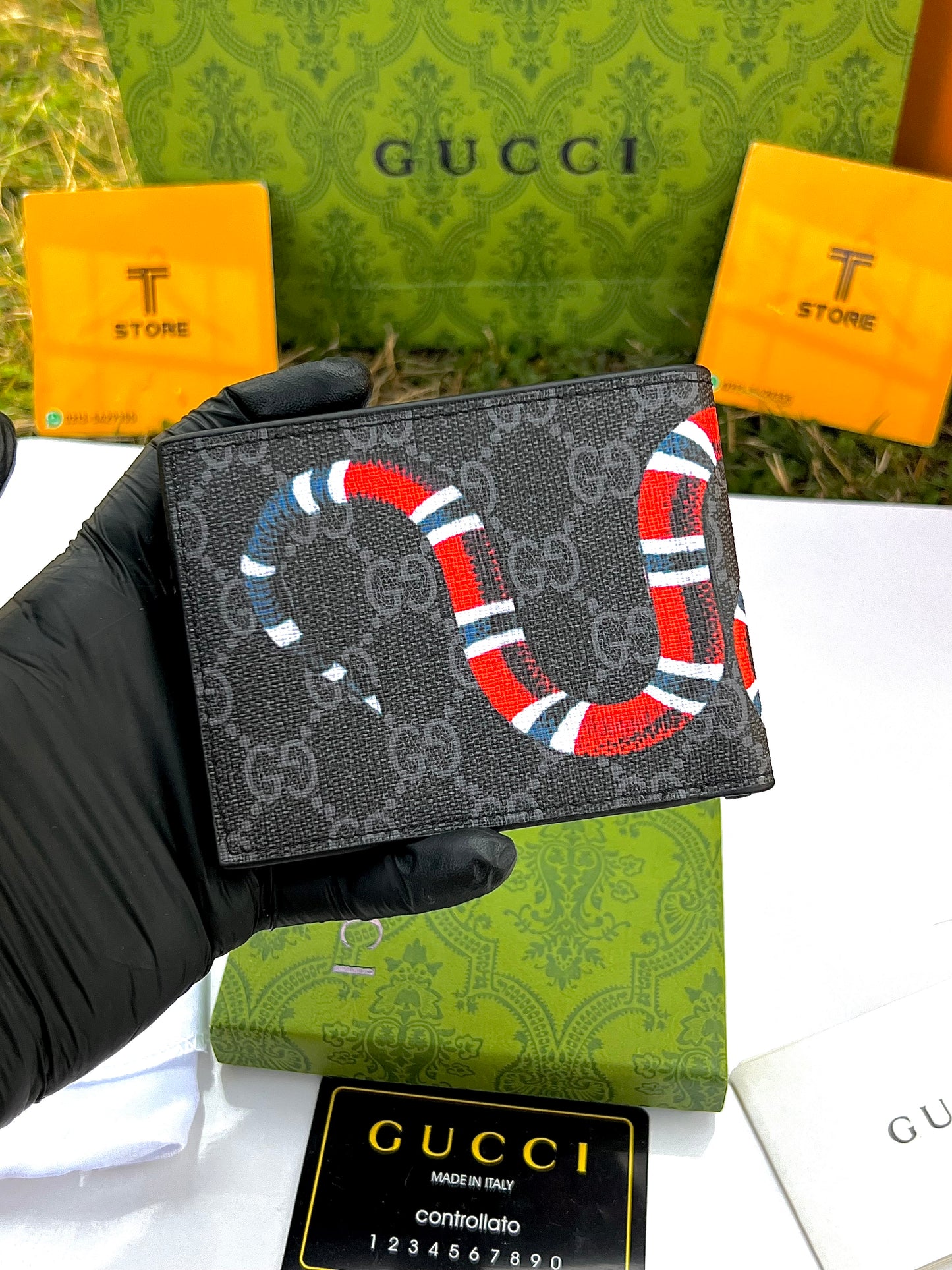 Gucci Black Kingsnake Slim Wallet