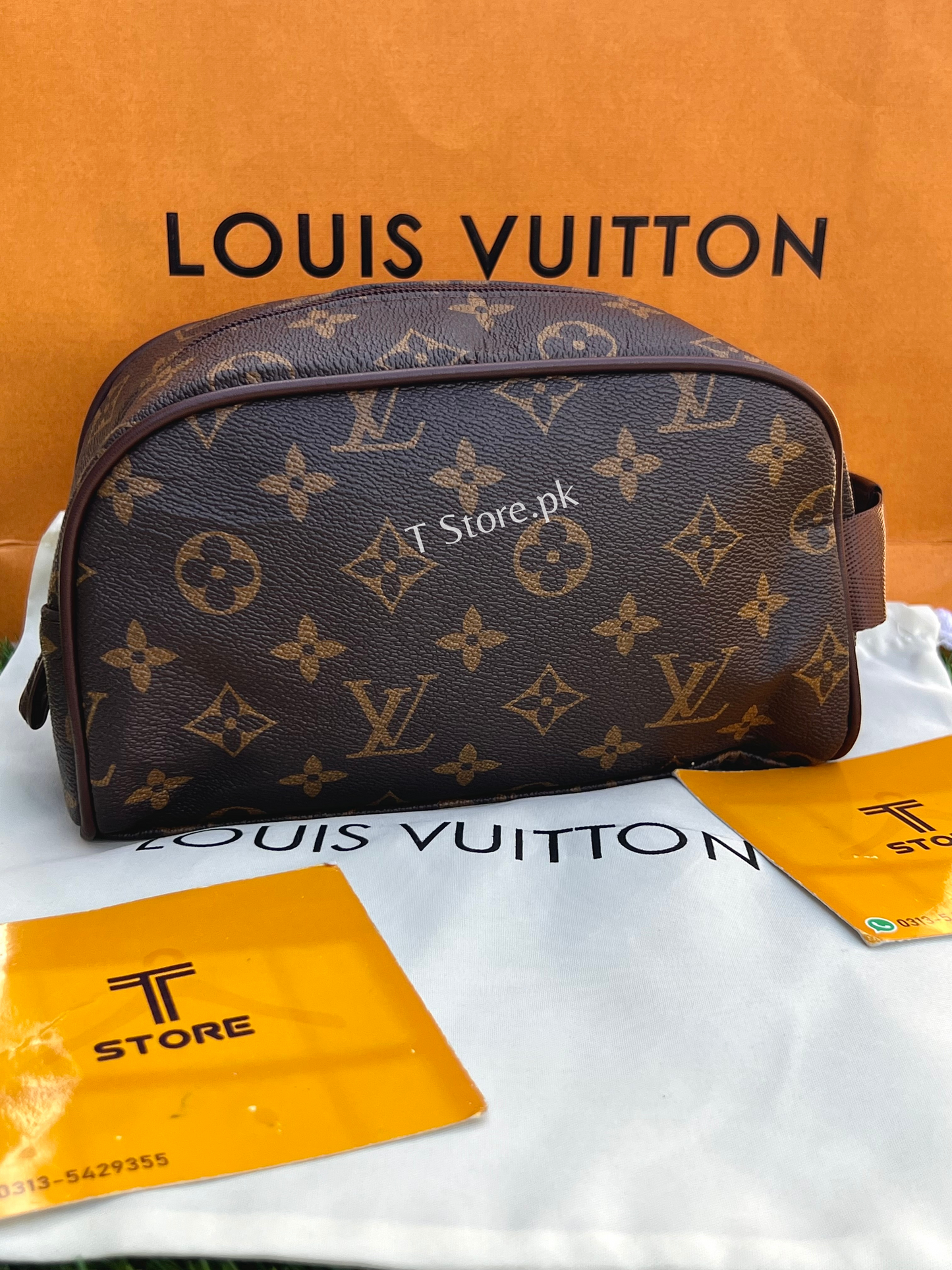 LV Brown Flower Hand Pouch