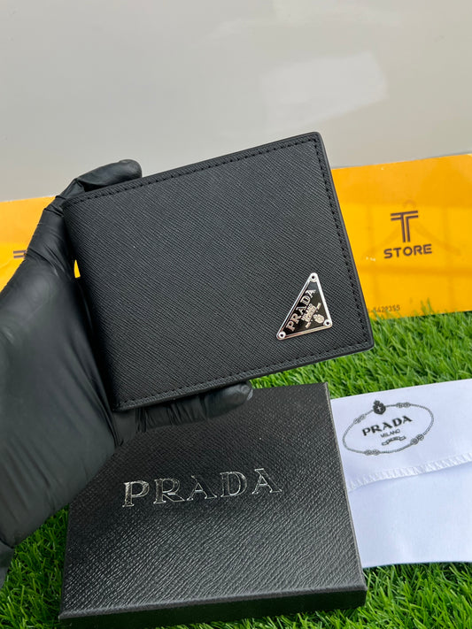 Prada Plain Black Logo Wallet