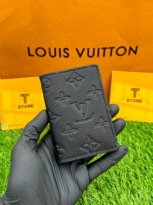 LV Embossed PU Leather Black Pocket Organizer/Cardholder