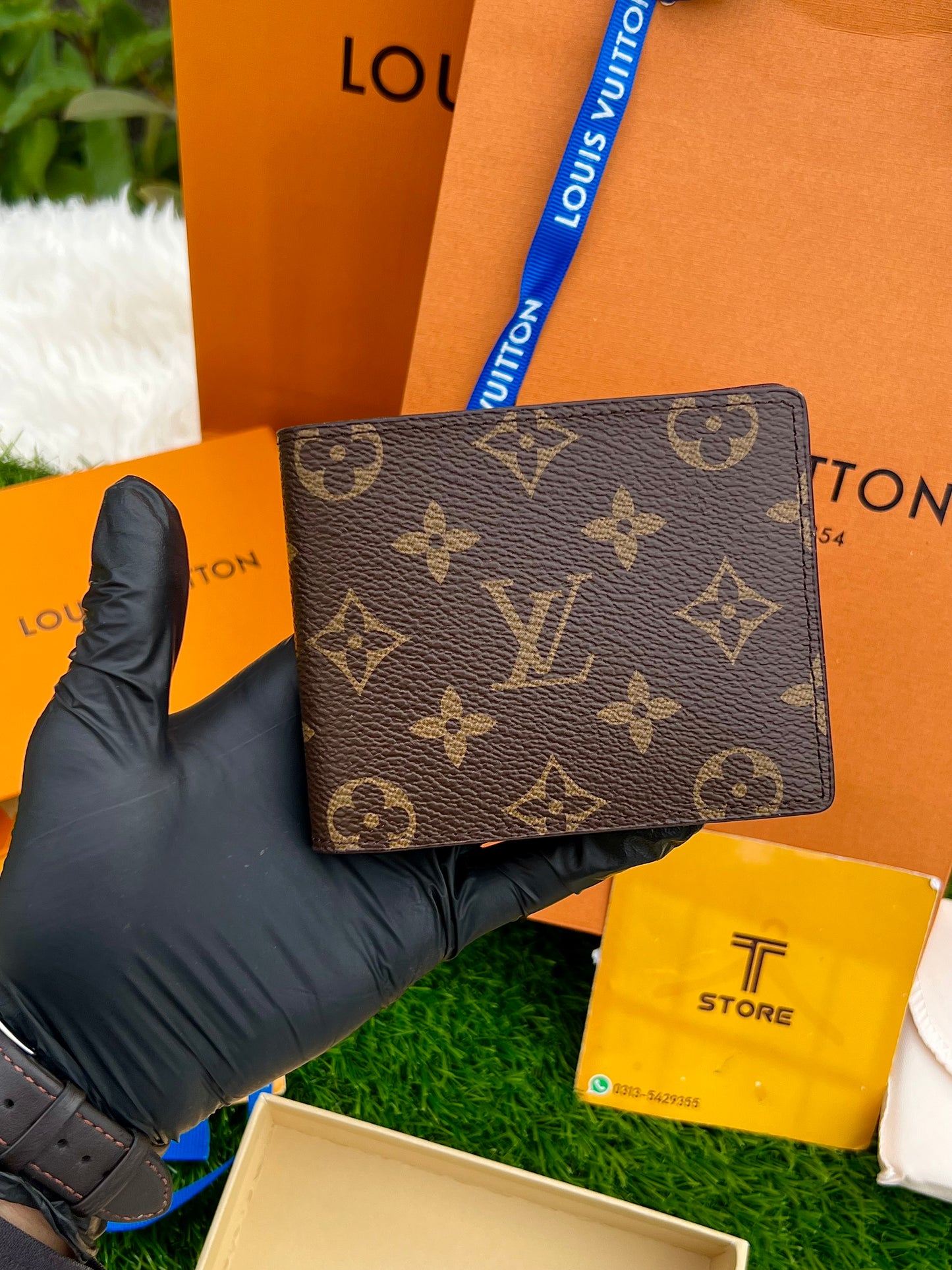 LV Brown Flower Wallet with Complete Packaging