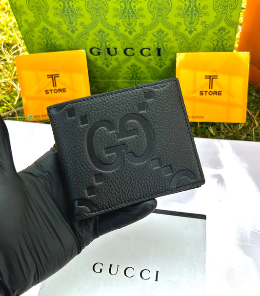 Gucci Black Embossed GG Logo Genuine Leather Wallet