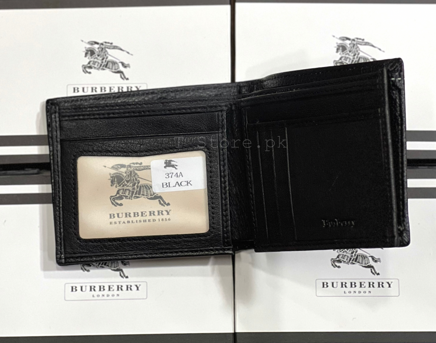 Burberry Plain Black Genuine Leather Wallet