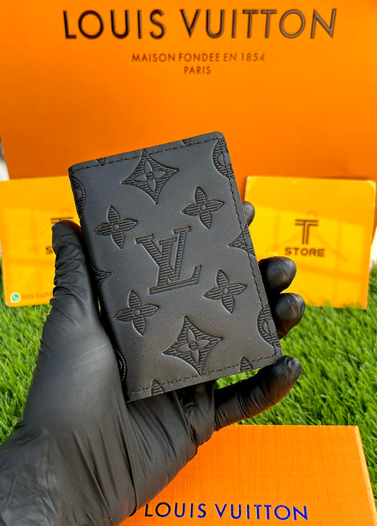 LV Black Flower Embossed Pocket Organizer/Cardholder