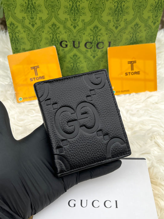 Gucci GG Black Embossed Book Shape Genuine Leather Wallet
