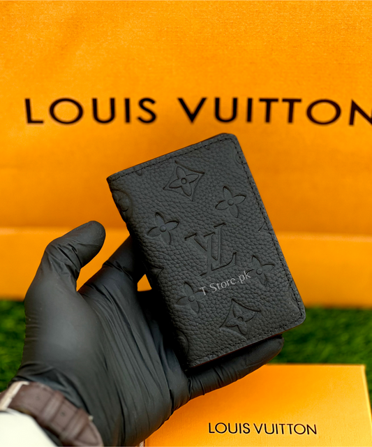 LV Black Embossed Genuine Leather Pocket Organizer/Cardholder