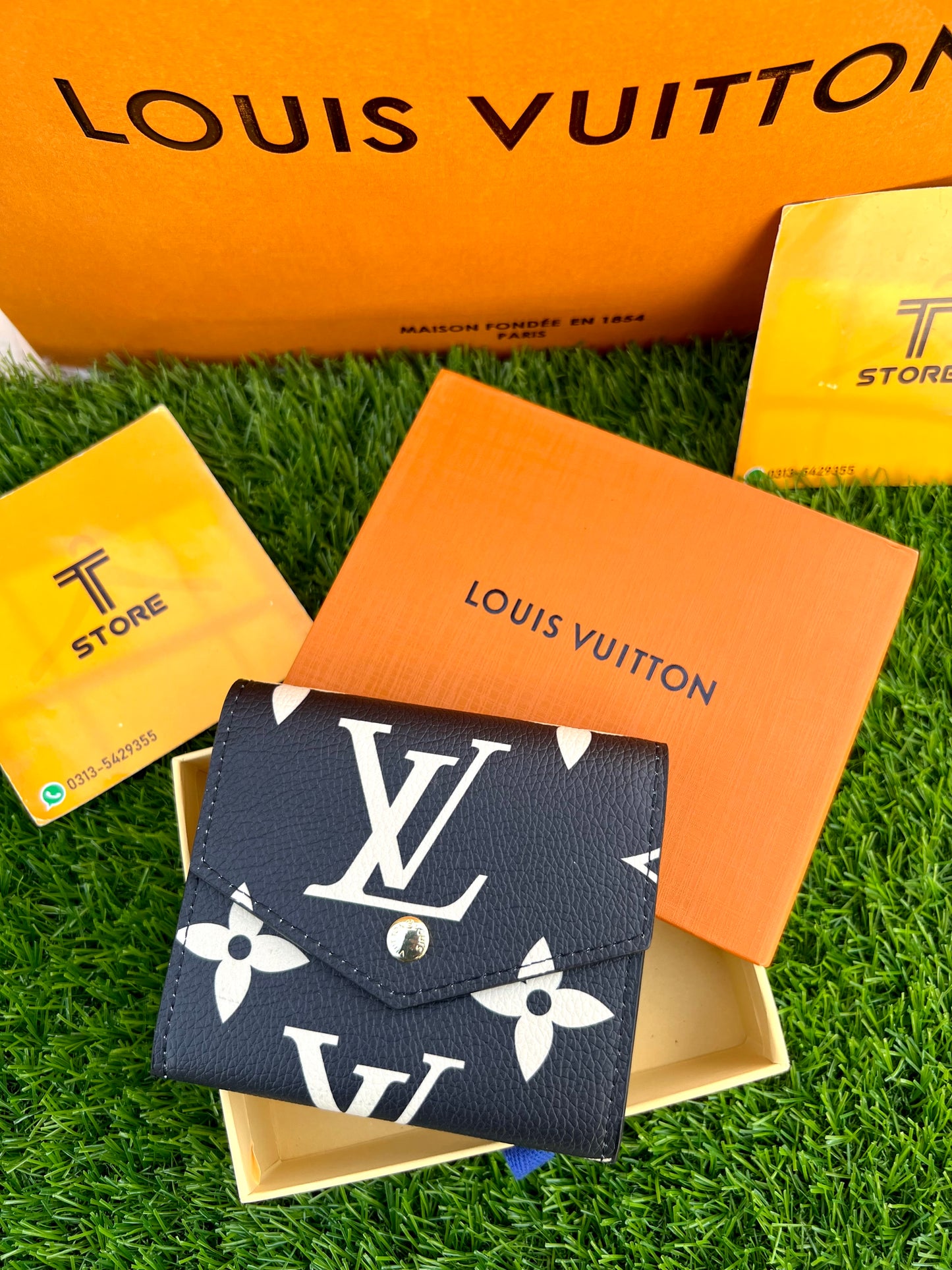 LV Black Flower Women Wallet