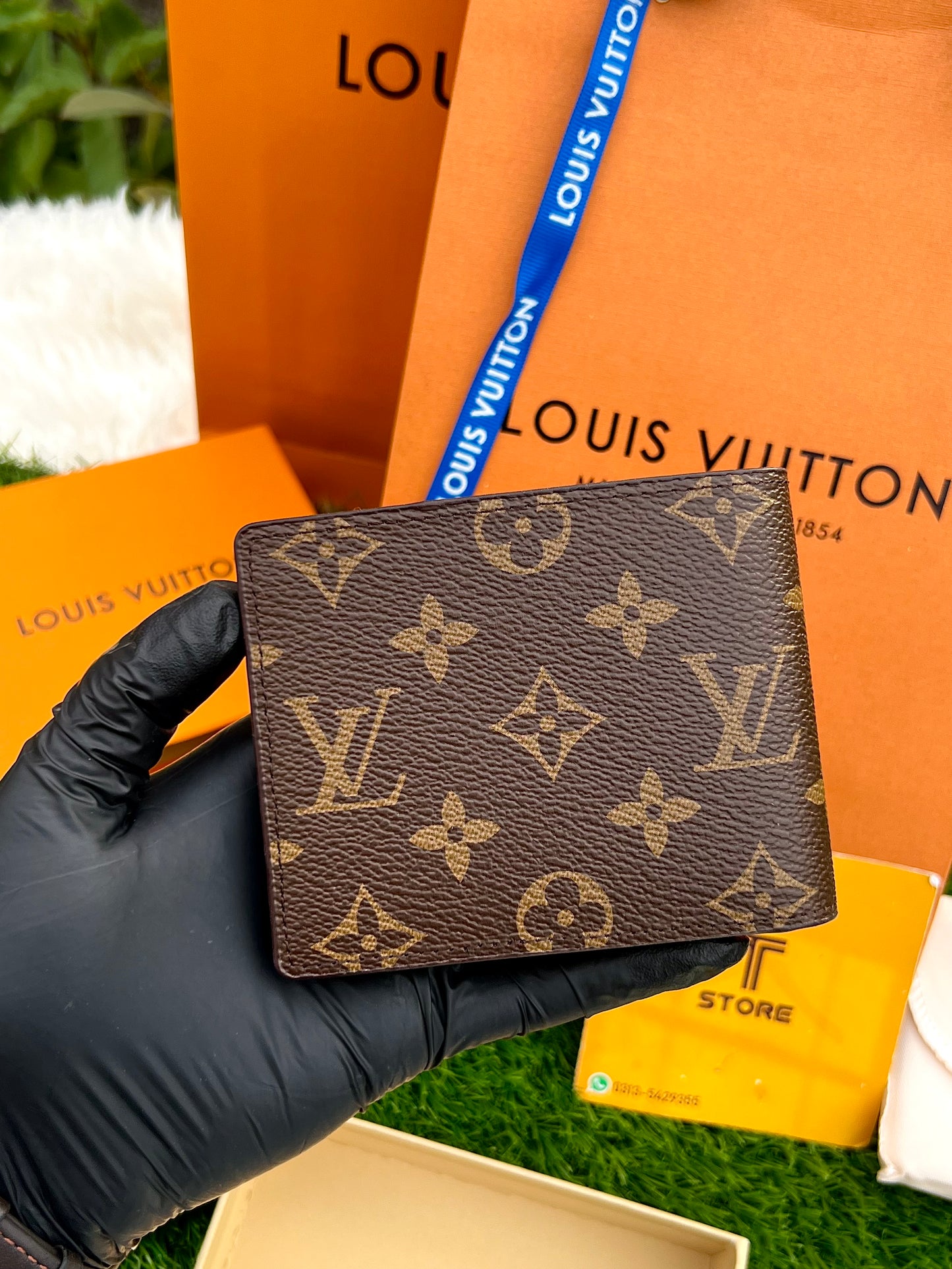 LV Brown Flower Wallet with Complete Packaging
