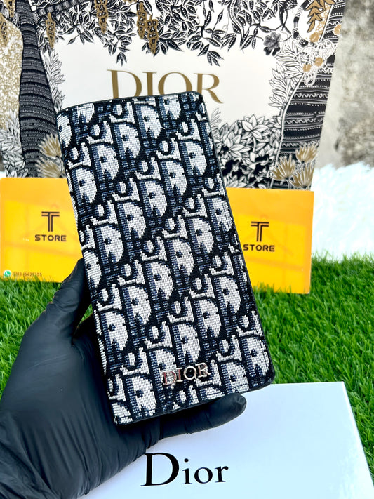 Dior Black Clothing Texture Long Wallet
