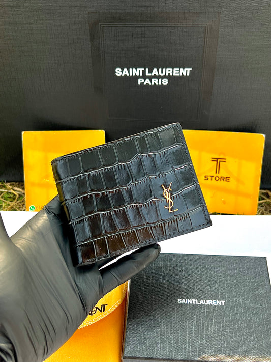 YSL Black Crocodile Texture Wallet