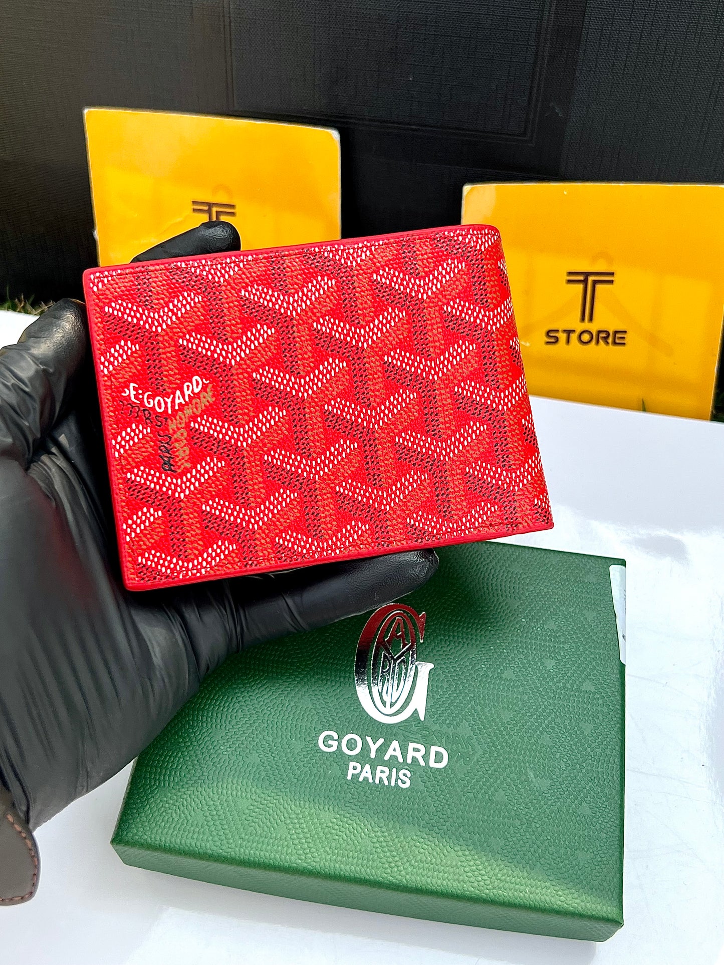Goyard Red Printed Slim Wallet