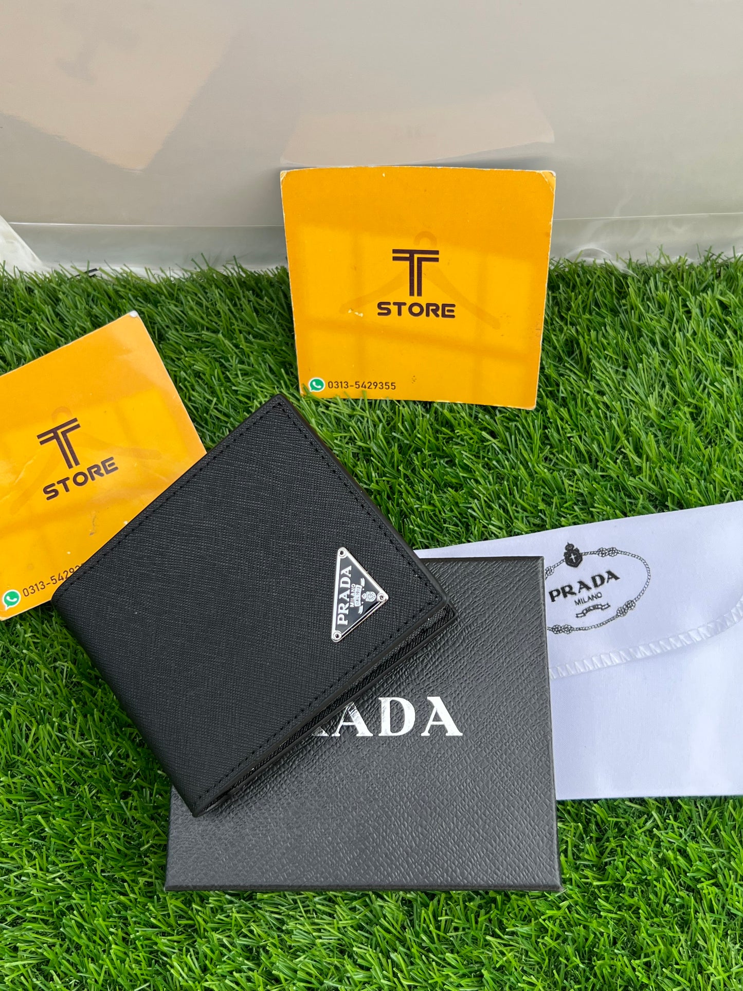 Prada Plain Black Logo Wallet