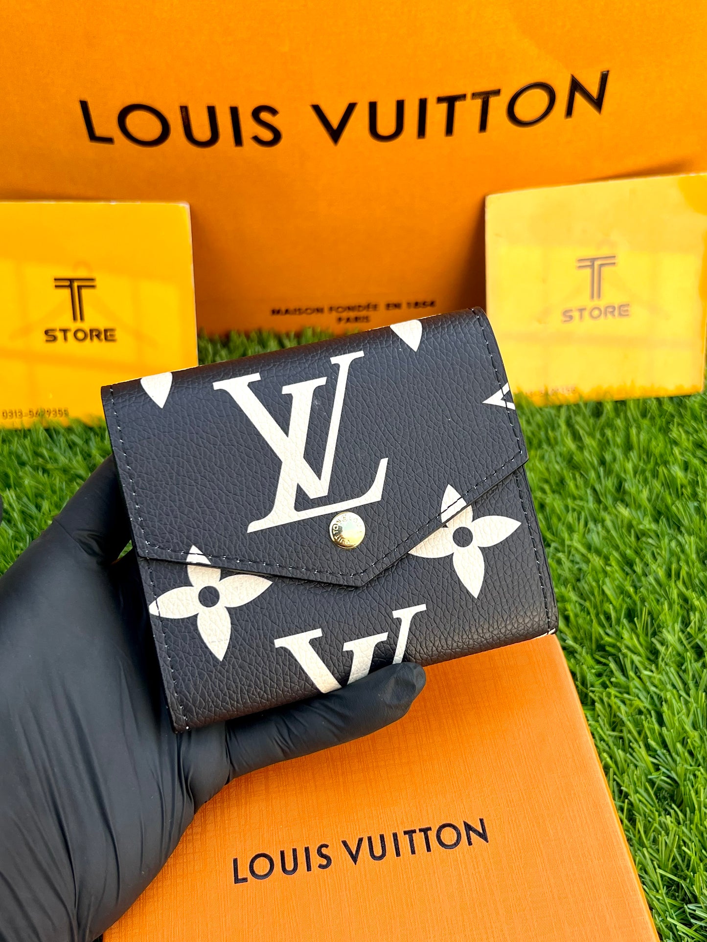 LV Black Flower Women Wallet