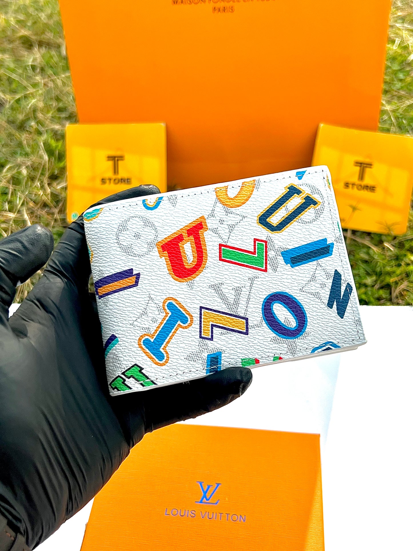 LV White Monogram Printed Wallet