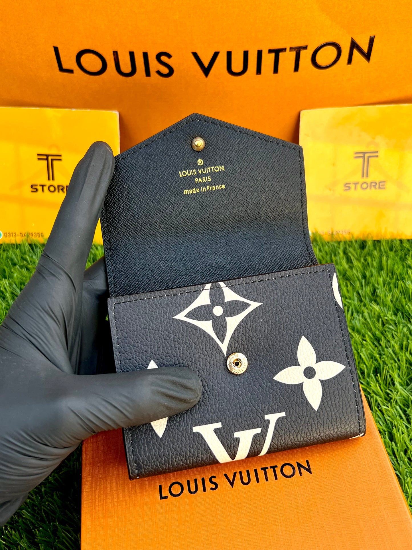 LV Black Flower Women Wallet