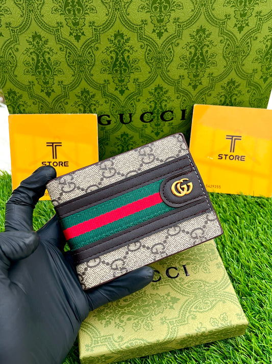 Gucci Logo Strip Brown Wallet