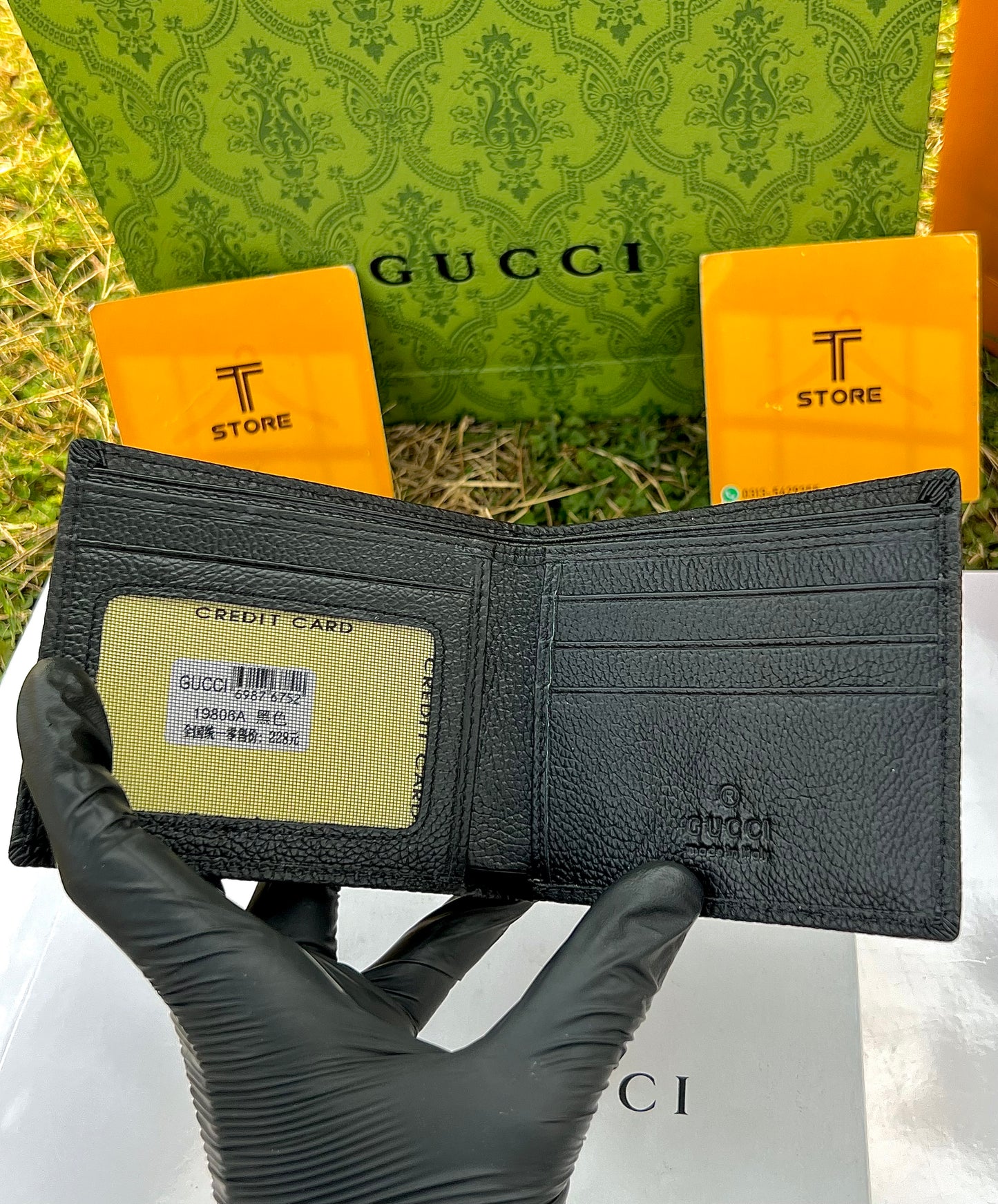 Gucci Black Embossed GG Logo Genuine Leather Wallet