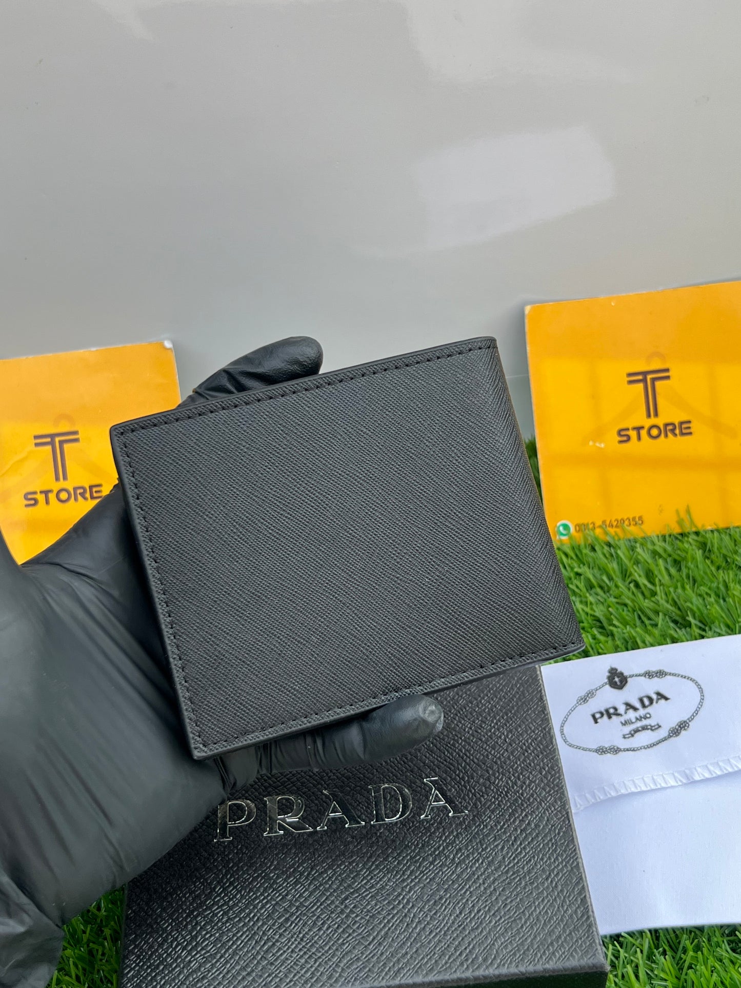 Prada Plain Black Logo Wallet