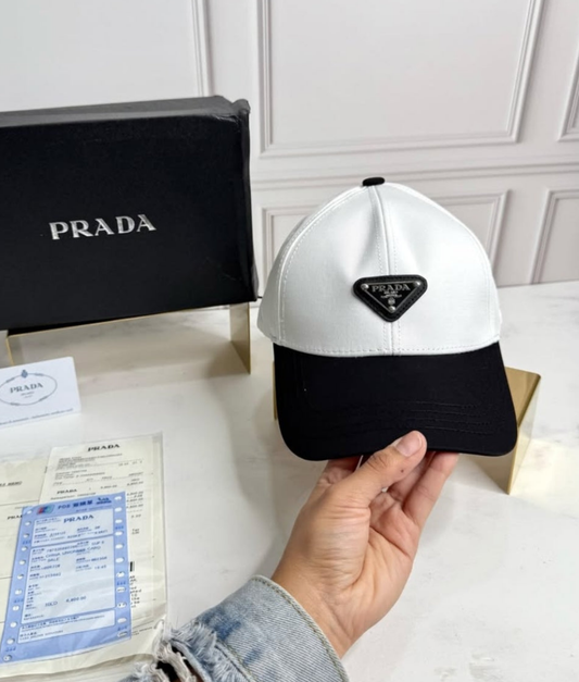 Prada Black White Front Logo Cap