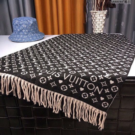 LV Woolen Black Shawl For Women