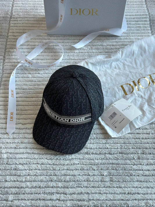 Dior Black Printed Middle Strip Cap