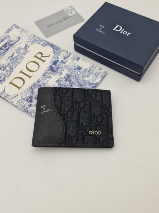 Dior Black Embroidery Leather Wallet