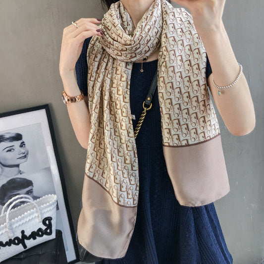 Dior Beige Printed Silk Scarf