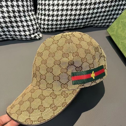 Gucci Brown Strip Bee Cap