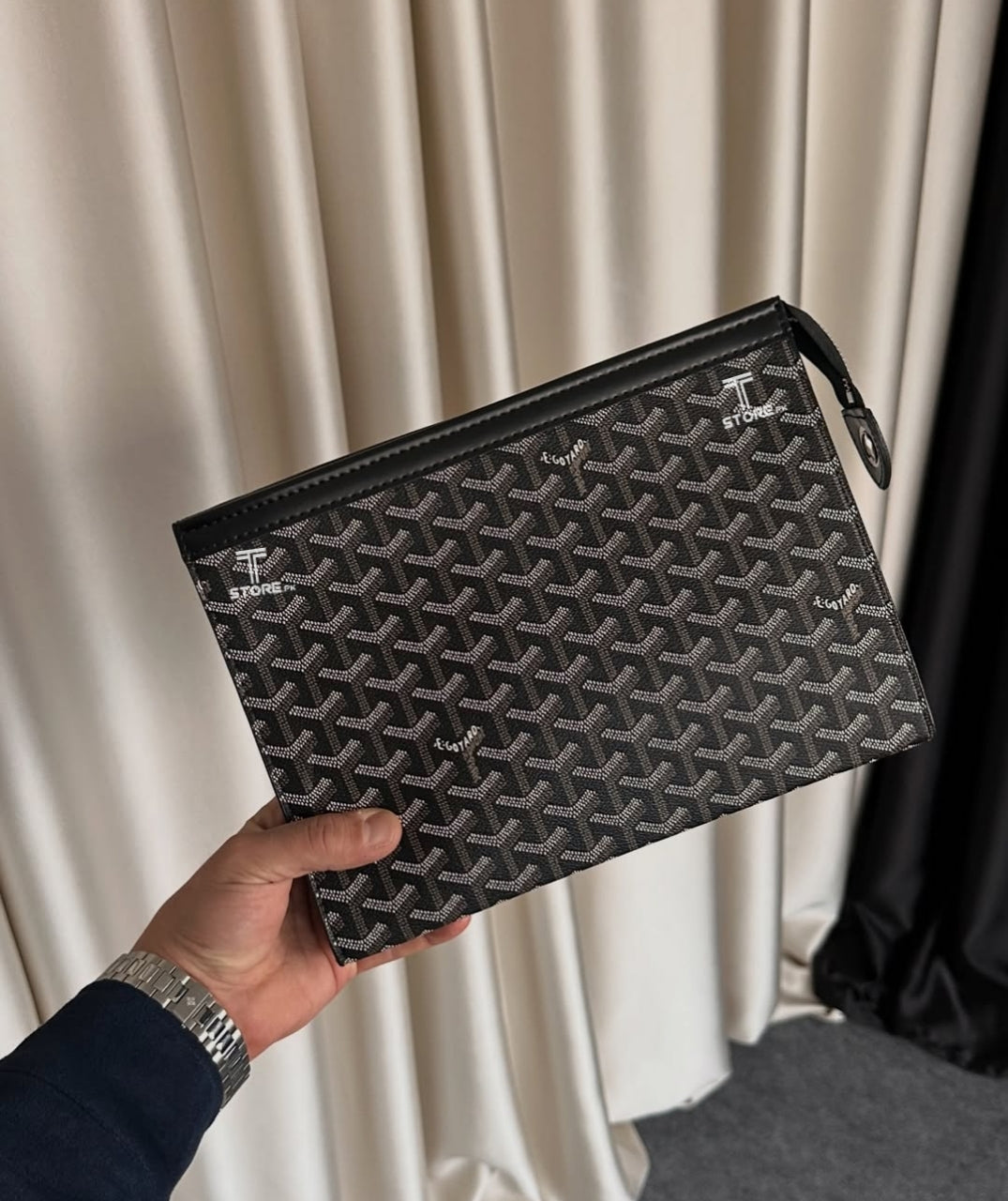 Goyard Black Printed Pochette Men's Clutch