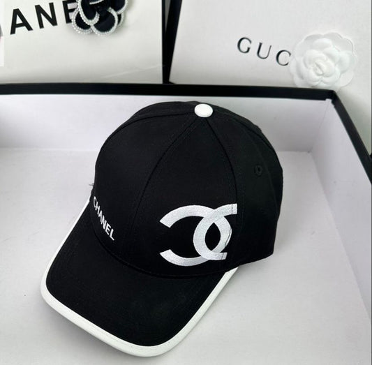 Chanel Black White Logo Printed Cap