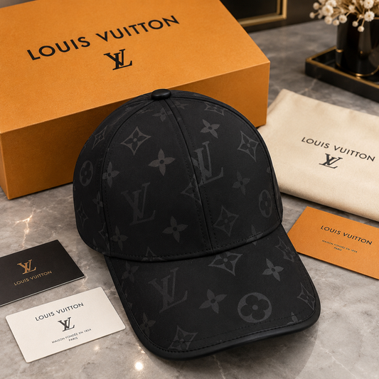 LV Large Logo Printed Plain Black Cap