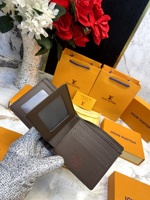 LV Brown Check Flap Wallet