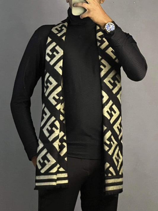 Fendi Printed Black and Brown Muffler