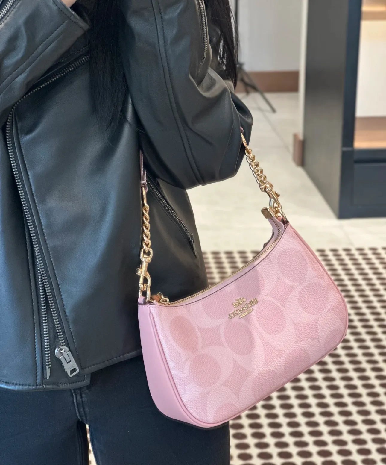 Coach Teri Shoulder Pink Bag For Women
