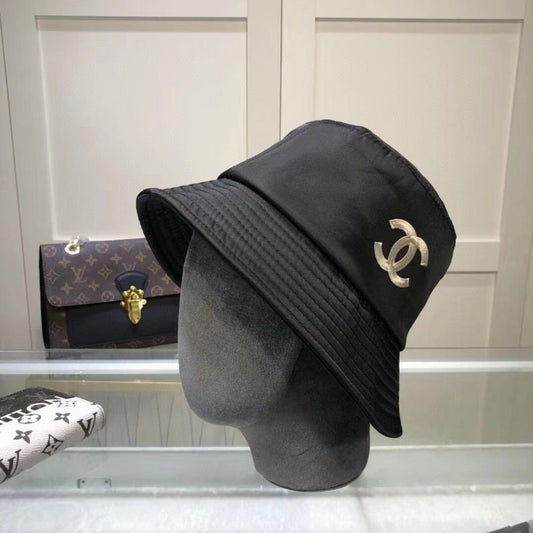 Chanel Black Plain Logo Printed Hat