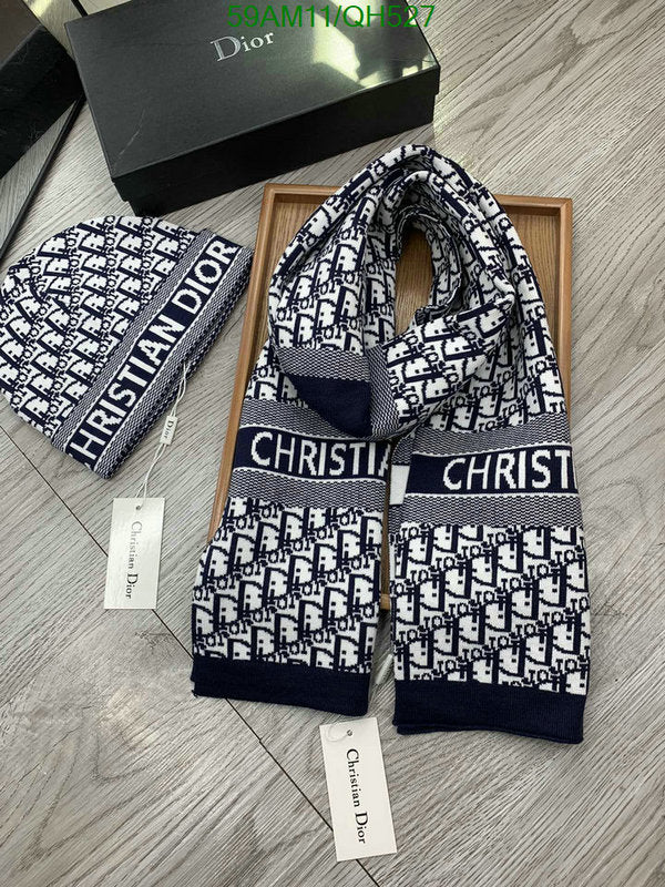 Dior Blue Printed Woolen Muffler & Beanie Set