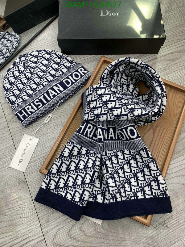 Dior Blue Printed Woolen Muffler & Beanie Set