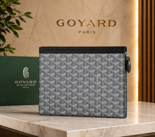 Goyard Grey Printed Voyage Pochette Men's Clutch