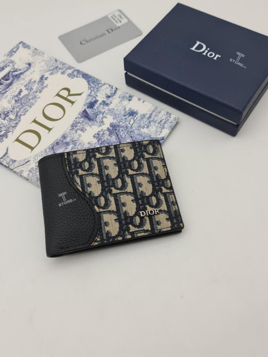 Dior White Embroidery Leather Wallet