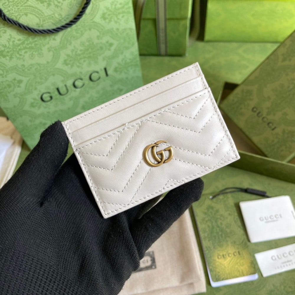 Gucci White Plain Logo Cardholder