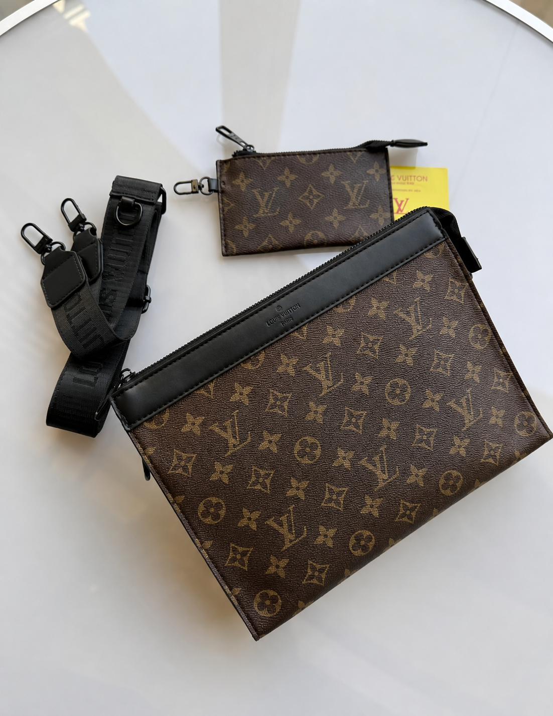 LV Brown Flower Painted Men's Handbag