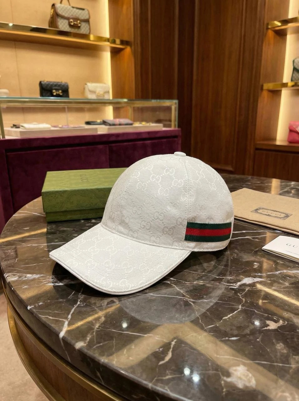 Gucci White Strip Cap