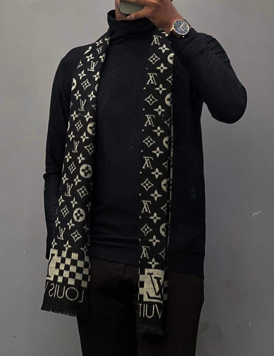 LV Monogram Check Black and Brown Muffler