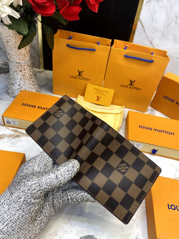 LV Brown Check Flap Wallet