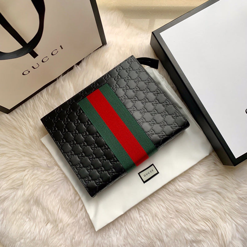 Gucci Embossed Strips Pochette Men's Clutch