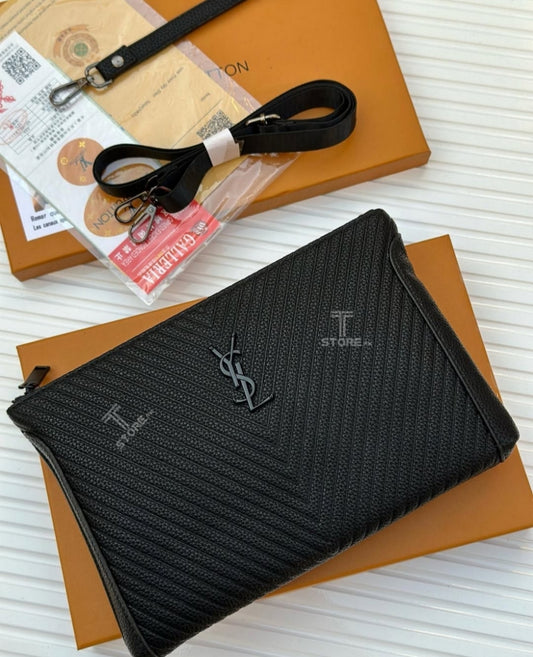 YSL Black Leather Men's Handbag