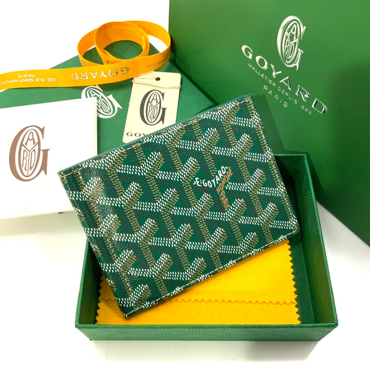 Goyard Green Printed Slim Wallet