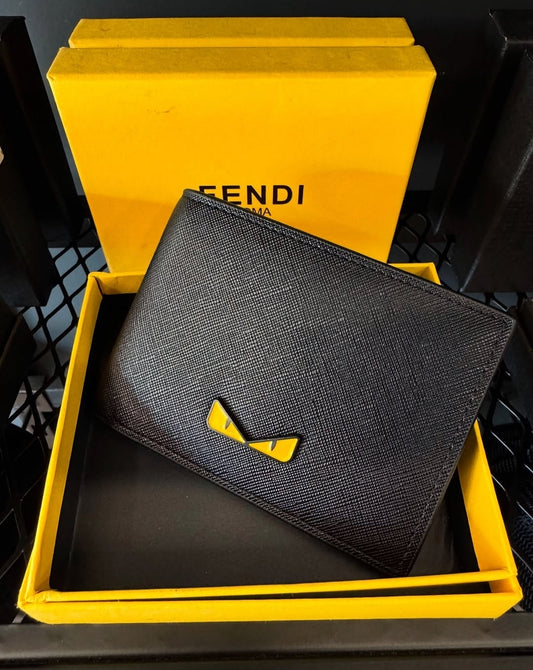 Fendi Black Plain Logo Wallet
