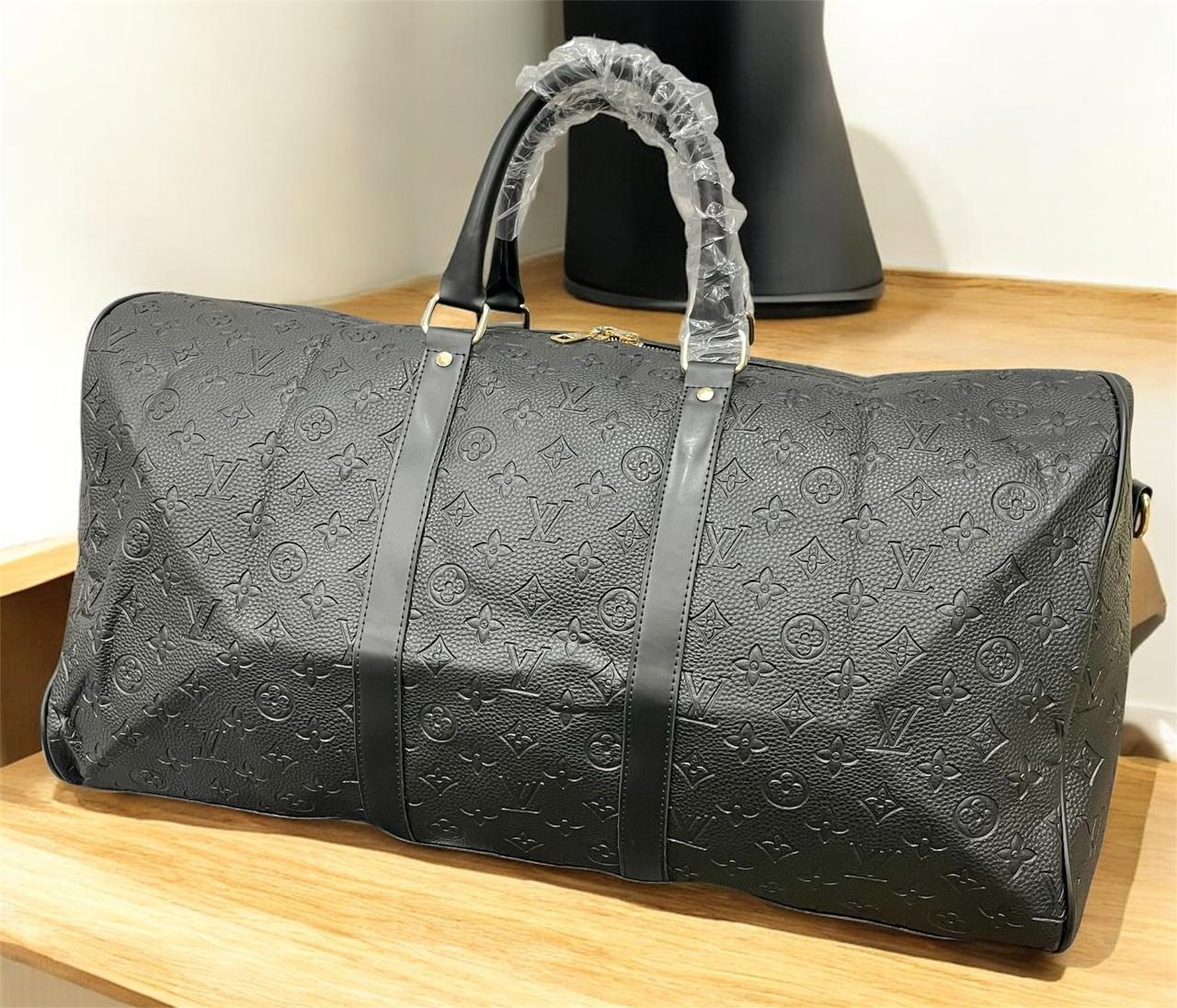 LV Black Embossed Duffle Bag