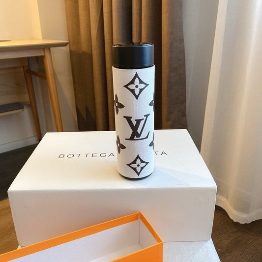 LV Monogram White Large Logo Printed Thermo Flask LED Display Temperature Bottle